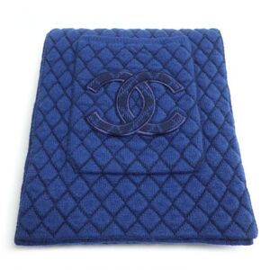 Chanel Large Quilted Scarf With Pocket Blue